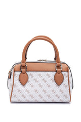 Guess Noelle Box Satchel Kadın Omuz Çantası White - Caramel