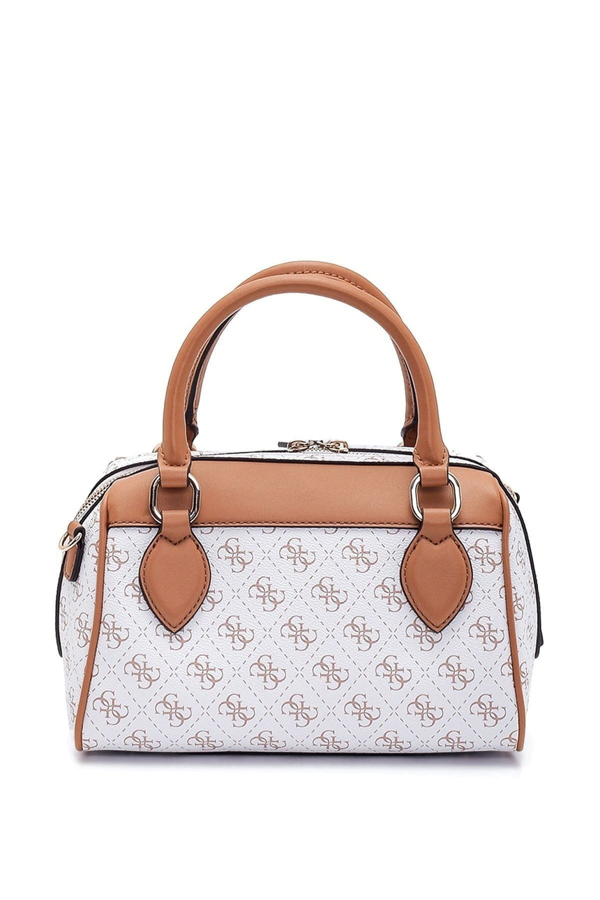 Guess Noelle Box Satchel Kadın Omuz Çantası White - Caramel