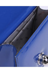 Günlük Zincirli Çapraz Kadın Çantası Lacivert  Rugan