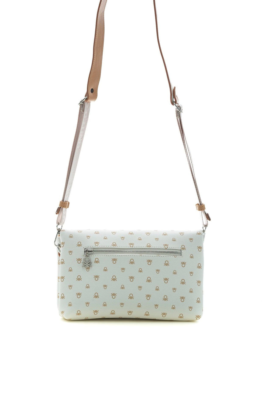 Benetton Logo Baskılı Çapraz Askılı Kadın Çantası Bej - Açık Camel