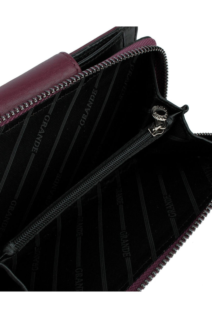 Grande 2 Küçük - 1 Büyük Şeffaf Bölmeli Kadın El Portföyü Mürdüm