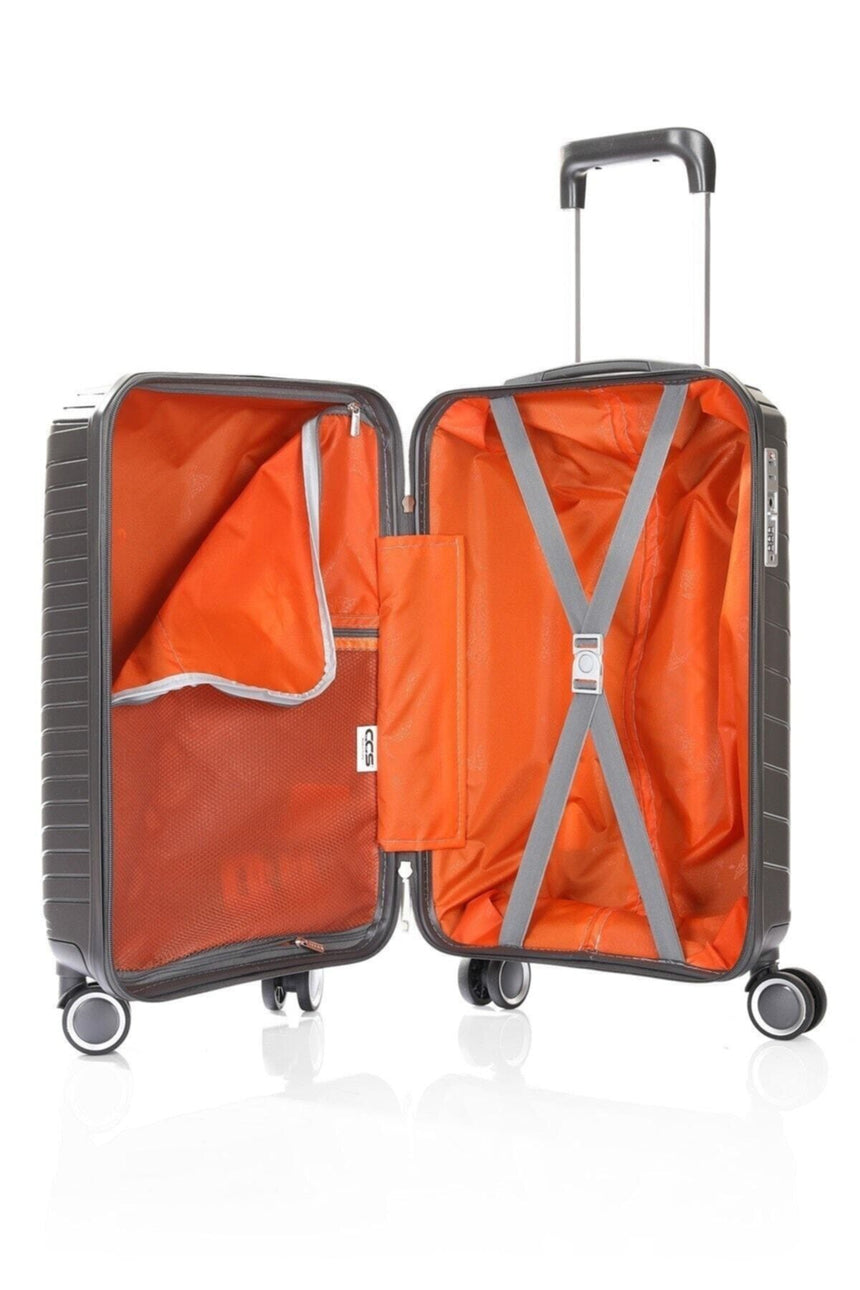 ÇÇS Diagonol Çizgili 75 cm Büyük Boy Valiz Antrasit