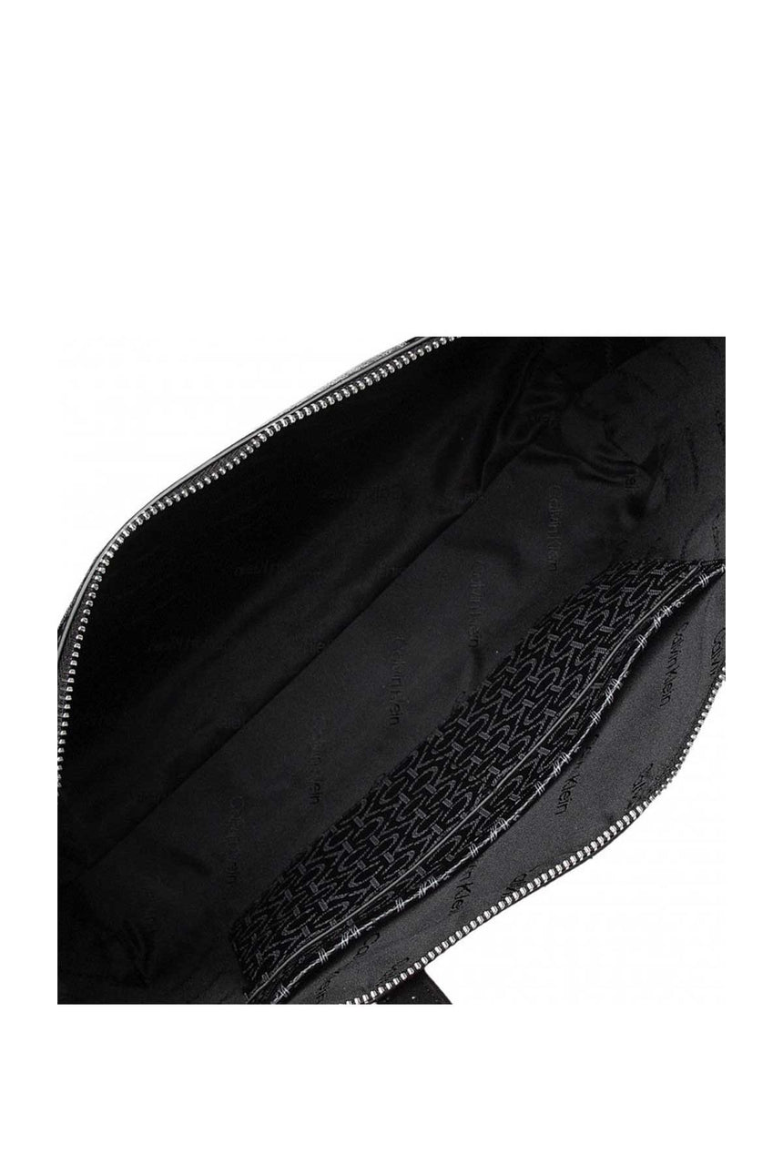 Calvin Klein Ck Monogram Baskılı Fermuarlı Kadın Omuz Çantası Black Mono