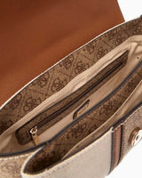 Guess Flap Canvas Small Tote El Çantası Natural / Latte Logo