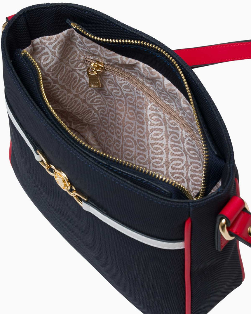 Us Polo Assn Gold Logo Detaylı Ayarlanabilir Çapraz Askılı Çanta Lacivert - Kırmızı - Beyaz