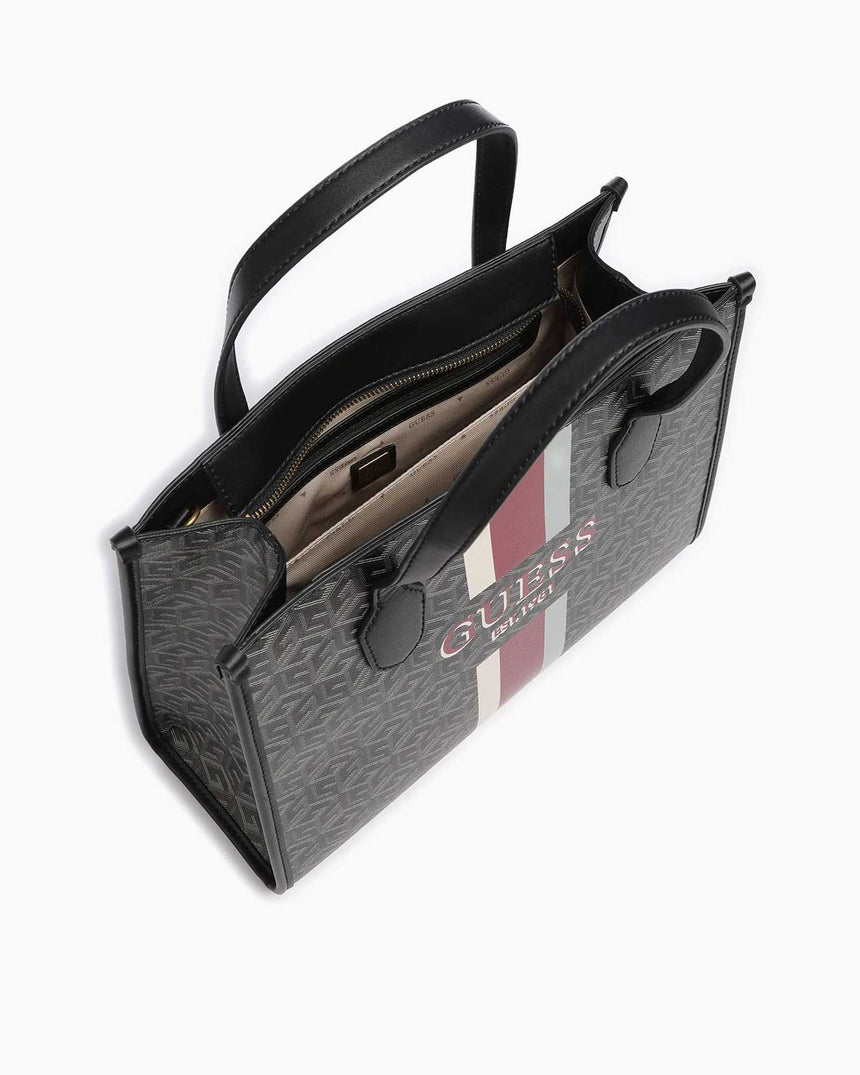 Guess Silvana 2 Compartmen El Çantası Charcoal Logo