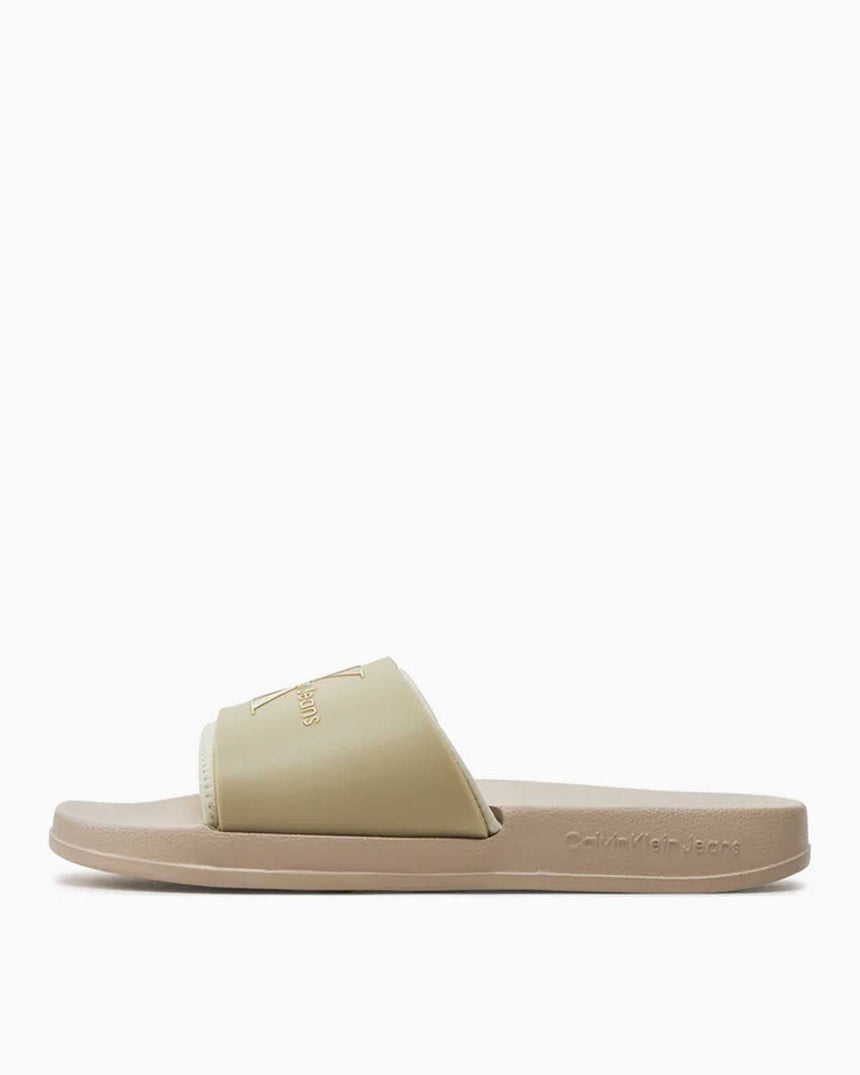 Calvin Klein Slide Monogram Tpu Ml Wn Kadın Terlik Eggshell/Creamy White