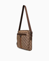 Guess Milano Compact Monogram Baskılı Çapraz Askılı Çanta Beige / Brown