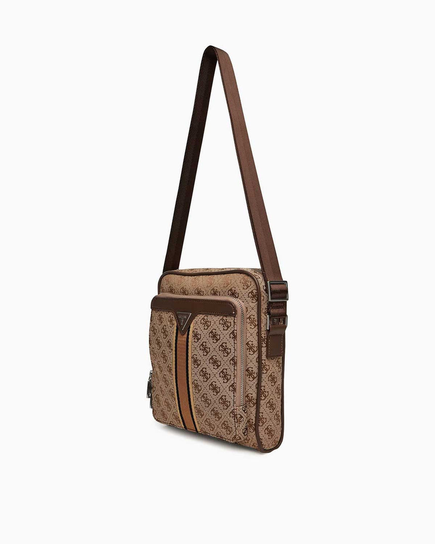 Guess Milano Compact Monogram Baskılı Çapraz Askılı Çanta Beige / Brown