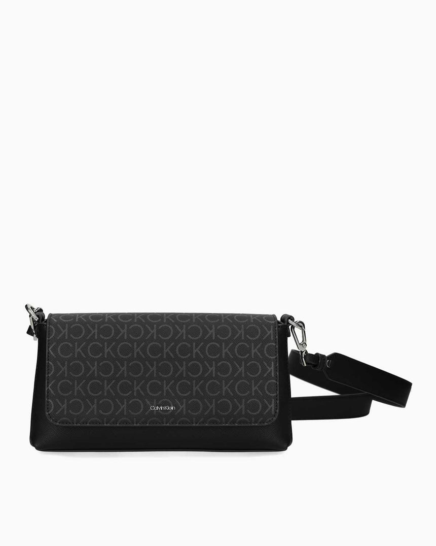 Calvin Klein Must Monogram Baskılı Omuz Çantası Black Monogram Pu