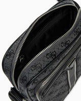 Guess Milano Compact Monogram Baskılı Çapraz Askılı Çanta Coal Black