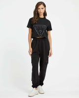 Guess Adele Logolu Crop Tshirt Jet Black A996