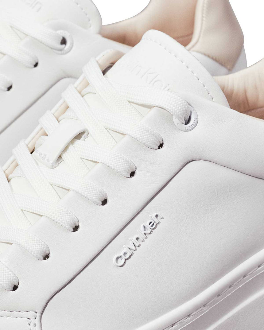 Calvin Klein FF Cupsole Lace Up W/Ml Lth Kadın Sneaker White/Stony Beige