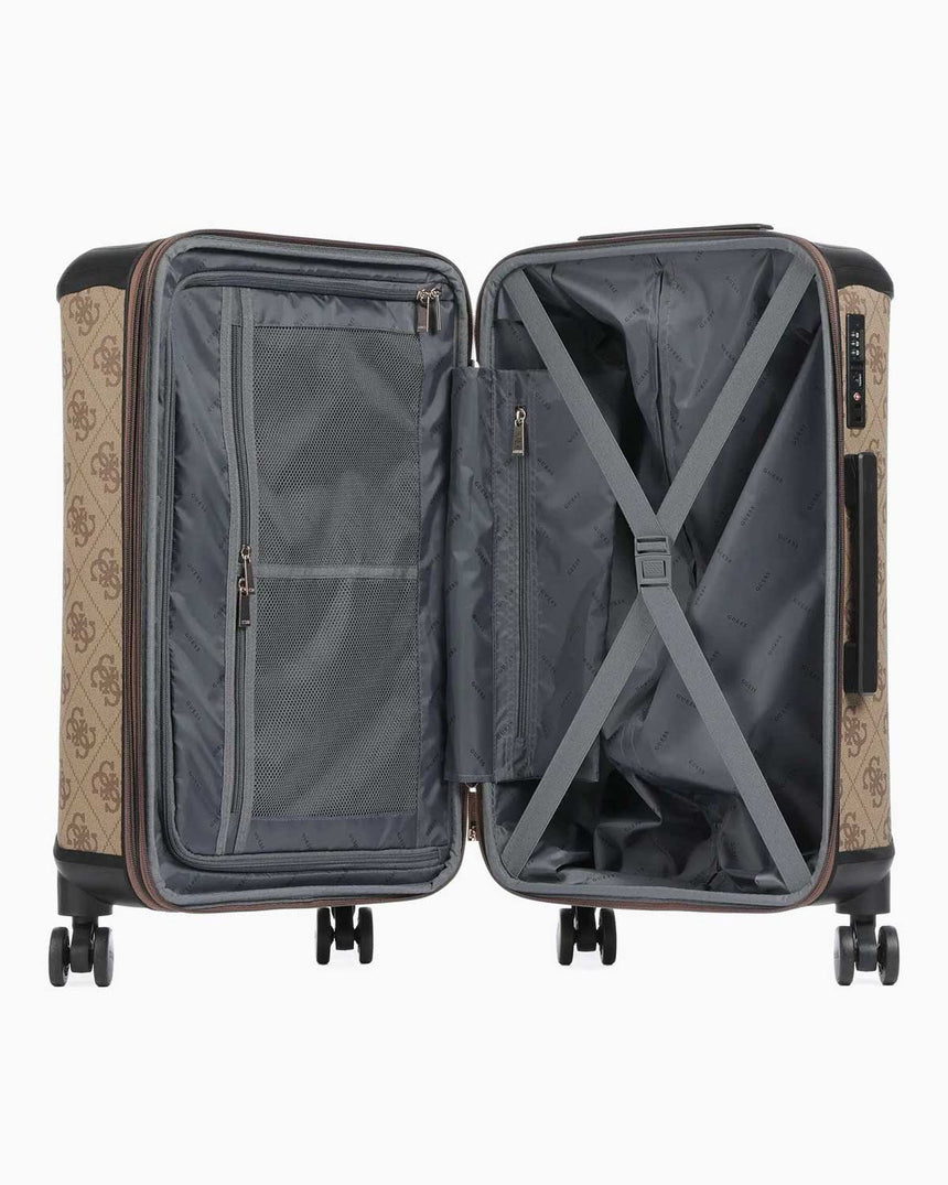 Guess Berta 22 In 8-Wheeler Monogram Desenli Orta Boy Valiz Latte Logo / Brown