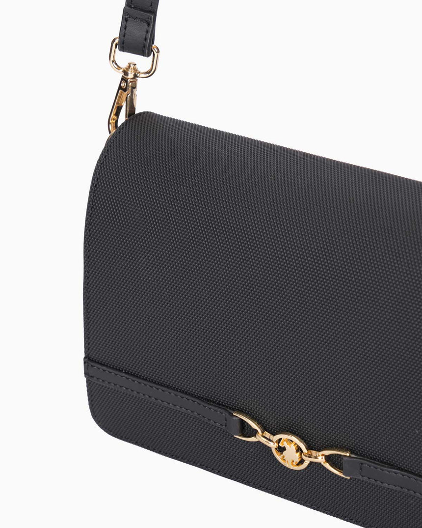 Us Polo Assn Gold Logo Detaylı Ayarlanabilir Çapraz Askılı Çanta Siyah