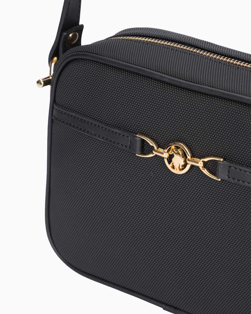 Us Polo Assn Gold Logo Detaylı Çapraz Askılı Çanta Siyah