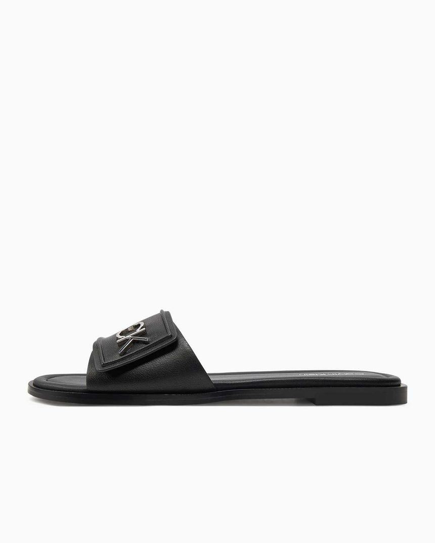 Calvin Klein Flat Slide Metal Logolu Terlik Black