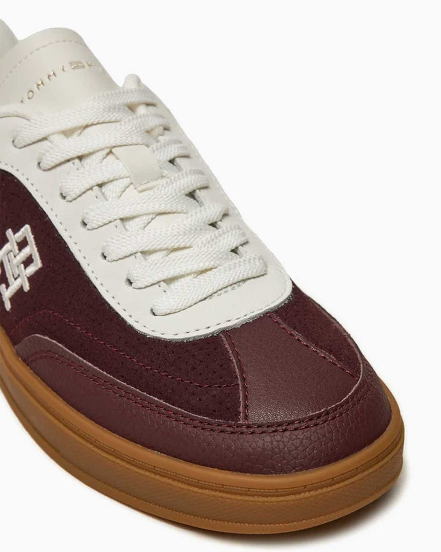 Tommy Hilfiger Heritage Logolu Sneaker Burgundy Velvet/Ecru