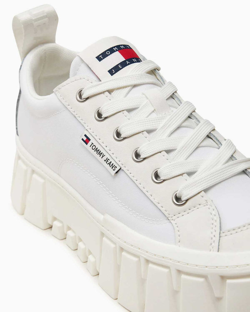 Tommy Hilfiger Vulc Flatform LC Mix Media Kadın Sneaker Ecru