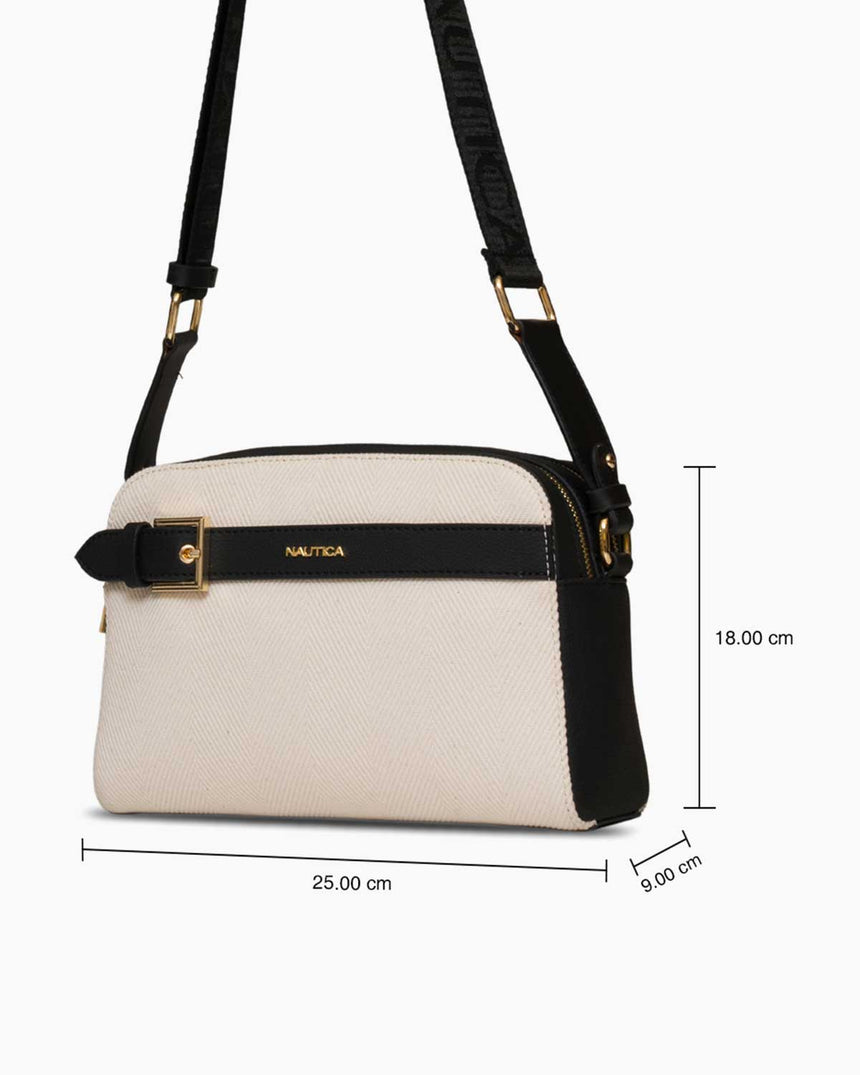 Nautica Logolu Omuz Çantası Bej - Siyah