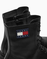 Tommy Jeans Lace Up Mid Smooth Boots Black
