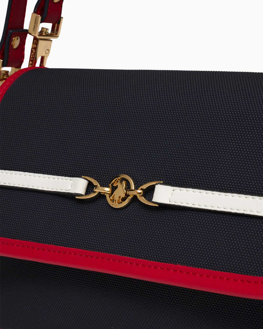 Us Polo Assn Logo Detaylı Çıkarılabilir Askılı El Çantası Lacivert - Kırmızı - Beyaz
