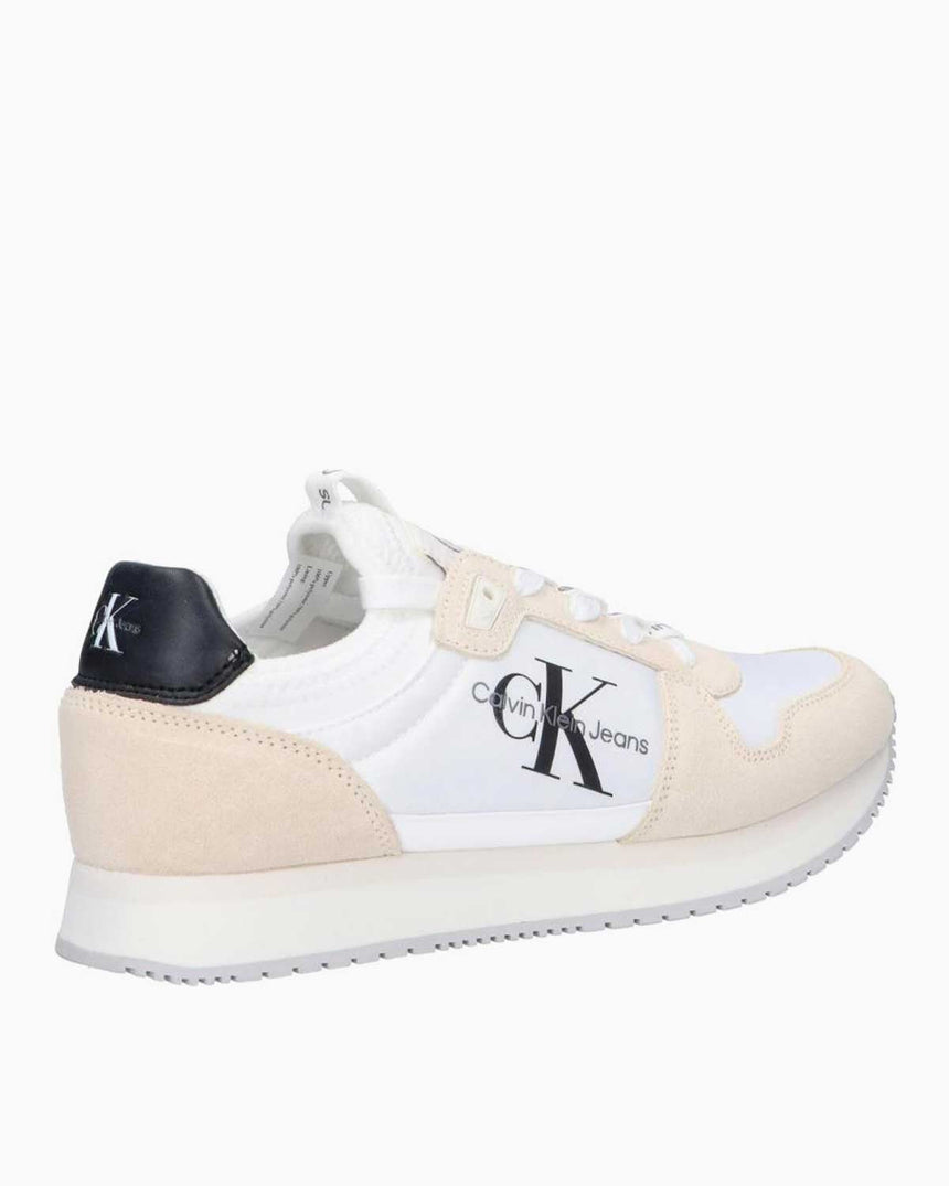 Calvin Klein Runner Sock Lace Up Runner Kadın Sneaker Bright White/Creamy White/Black