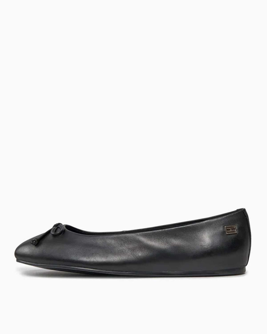 Tommy Hilfiger Essential Leather Ballerina Kadın Ayakkabı Black