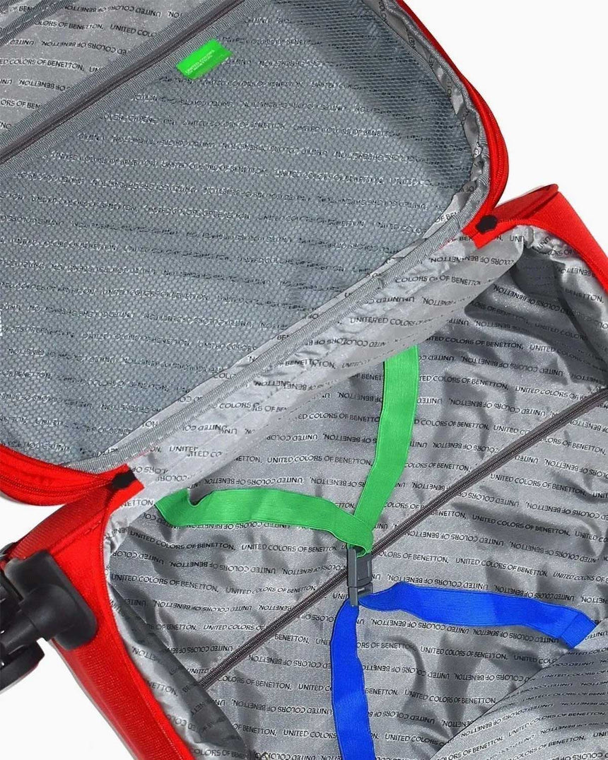 Benetton Logo Detaylı Büyük Boy Kumaş Valiz Kırmızı