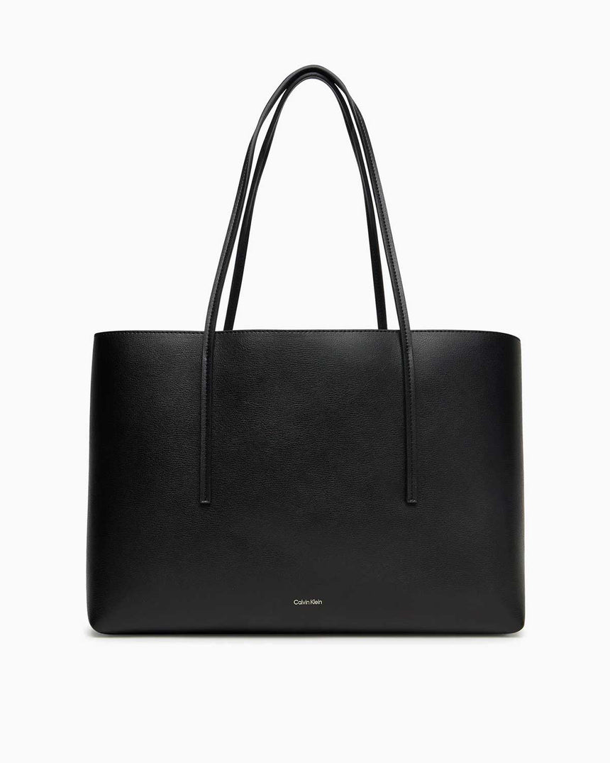 Calvin Klein Foıl Logo Kadın Tote W/Pouch Çanta Black/Toasted Coconut