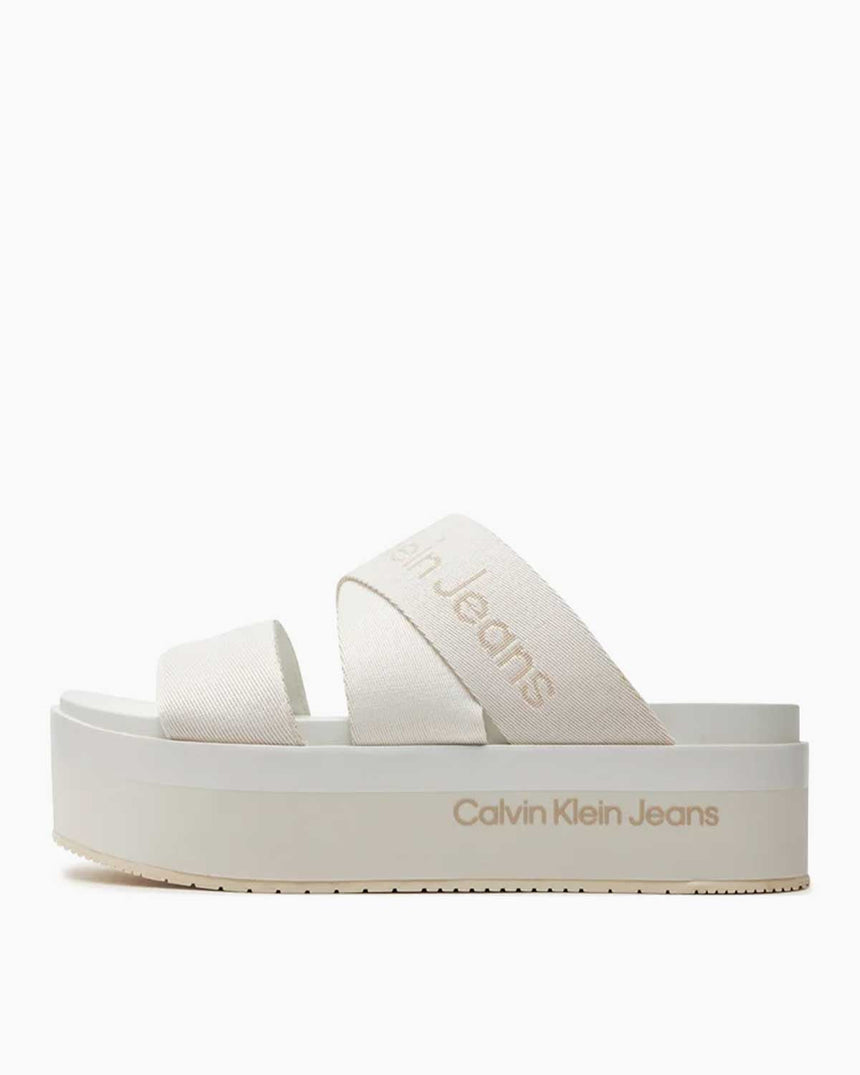 Calvin Klein Flatform Sandal Webbing In Mr Kadın Sandalet Off White