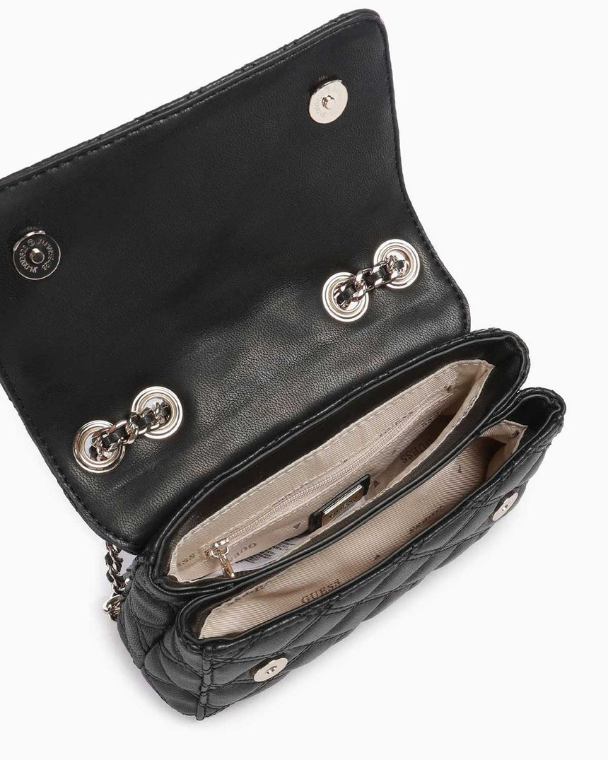 Guess Giully Mini 2 Kapaklı Kadın Omuz Çantası Black