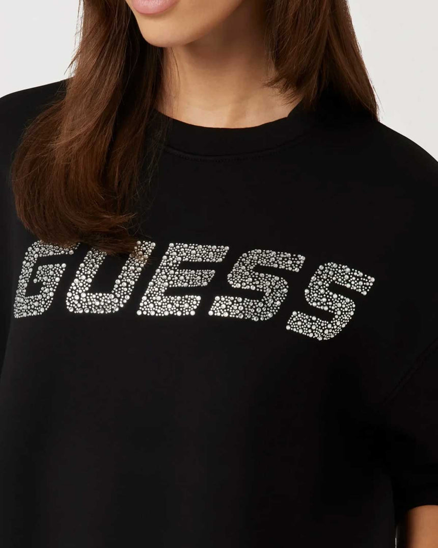Guess Cecilia Kadın Aktif Scuba Sweatshirt Jet Black A996