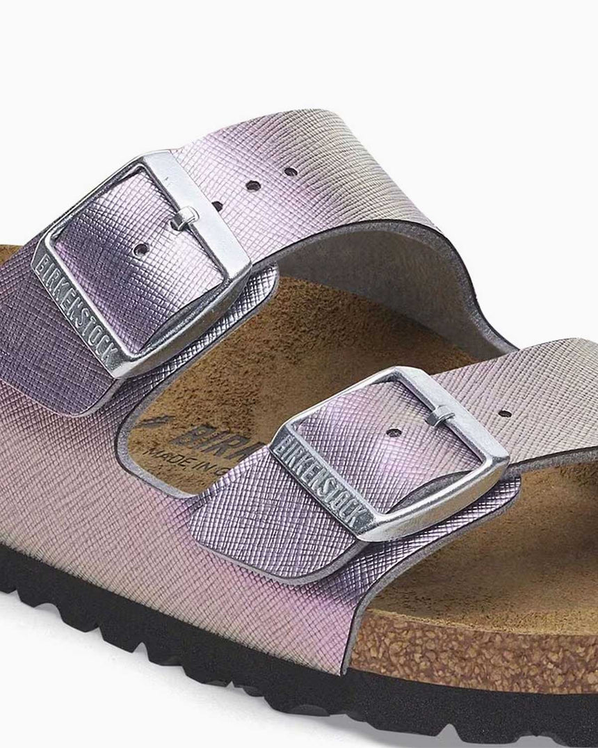Birkenstock Arizona BF Saffiano Iridescent Çift Bantlı Kadın Terlik Viola