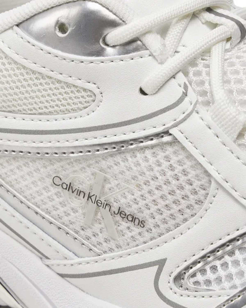 Calvin Klein Retro Tennis Lace Up Sneakers Bright White/Silver