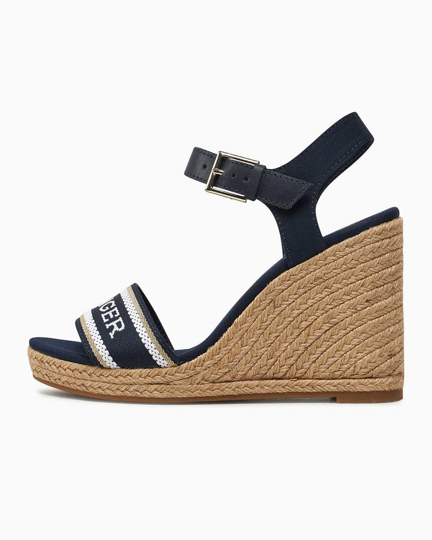 Tommy Hilfiger Mono Webbing Wedge Espadrilles Topuklu Sandalet Space Blue