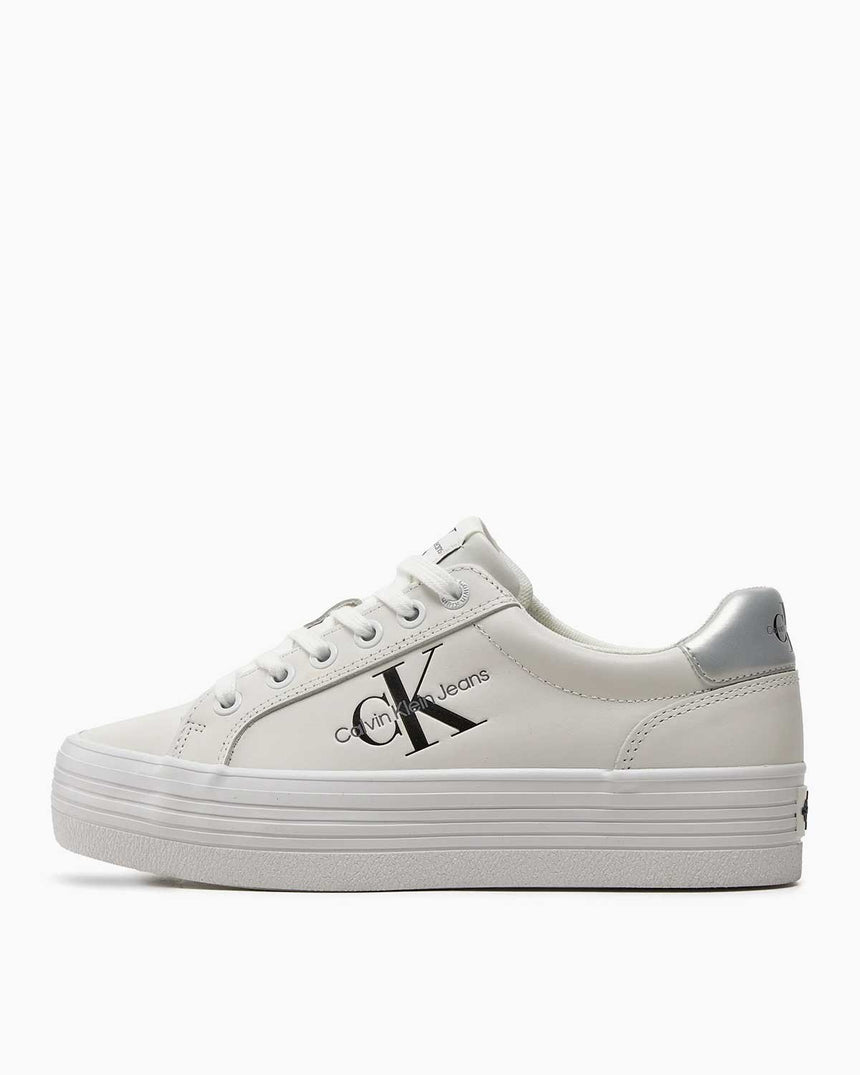 Calvin Klein Flatform Lace Up Sneakers Bright White/Silver
