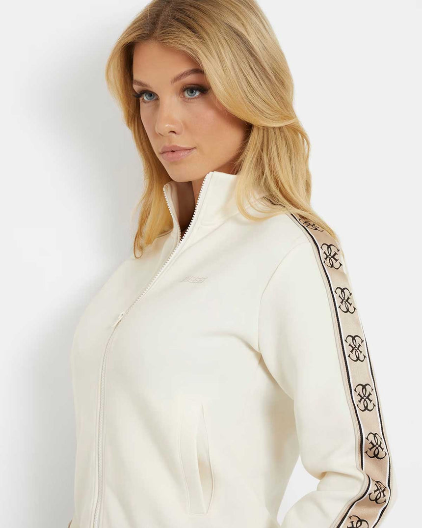 Guess Britney Logo Şeritli Fermuarlı Sweatshirt