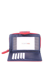 Grande 2 Küçük - 1 Büyük Şeffaf Bölmeli Kadın El Portföyü Kırmızı - Lacivert
