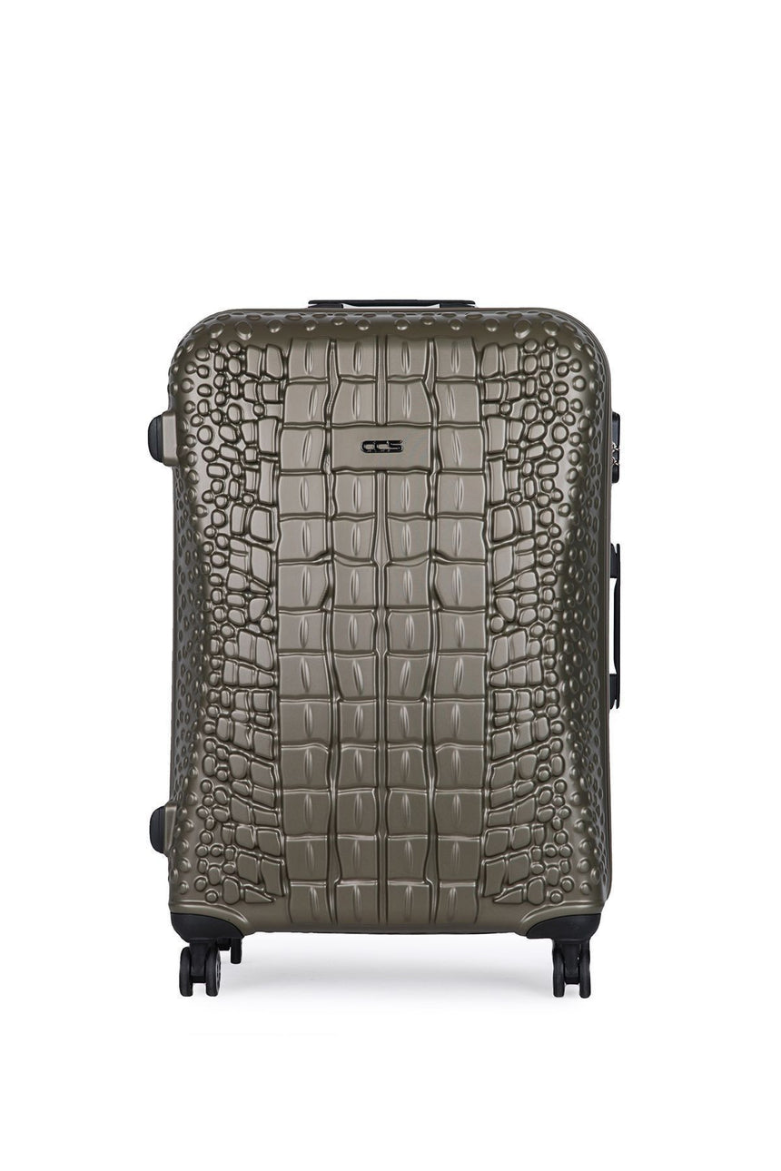 ÇÇS Kroko Kabartma Doku Büyük Boy Valiz Yeşil