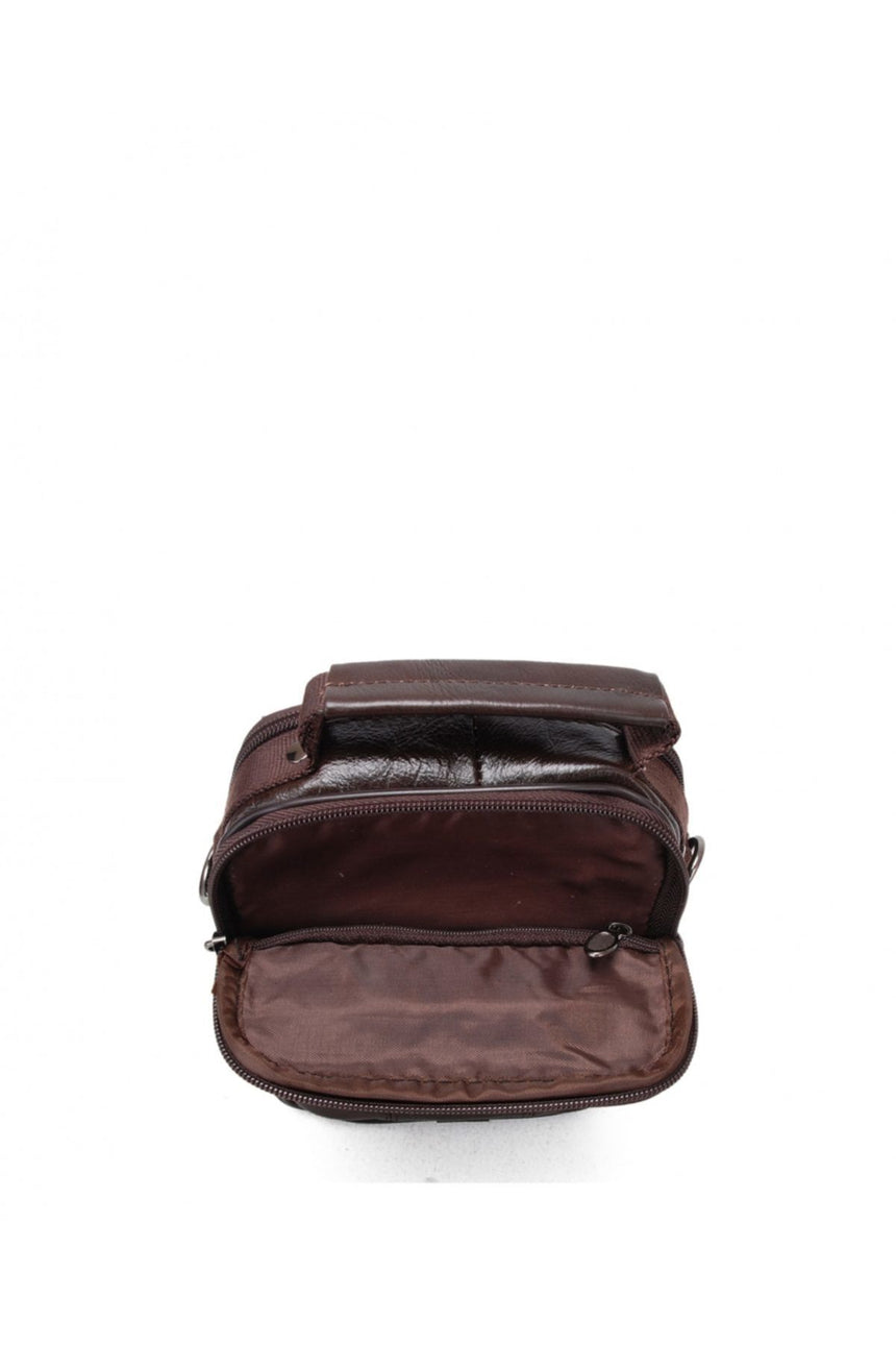 ÇÇS Kapaklı Tasarım Mini Çapraz Askılı Erkek Çantası Brown