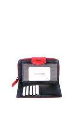 Grande 2 Küçük - 1 Büyük Şeffaf Bölmeli Kadın El Portföyü Kırmızı - Siyah