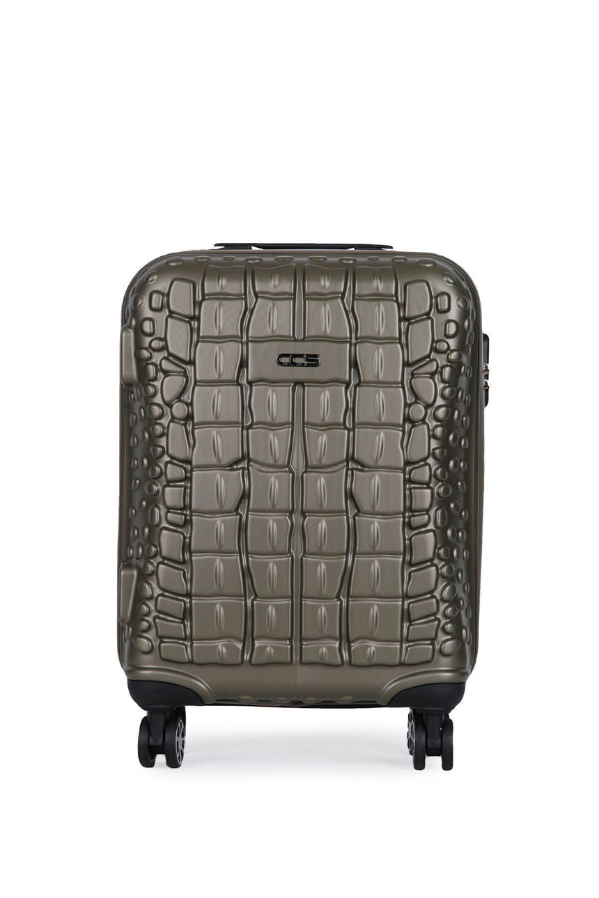 ÇÇS Kroko Kabartma Yüzey Kabin Boy Valiz Yeşil