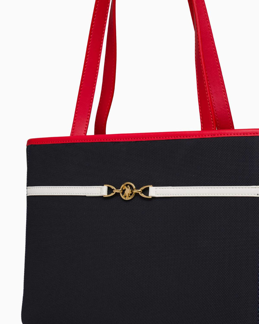 Us Polo Assn Gold Logo Detaylı Omuz Çantası Lacivert - Kırmızı - Beyaz