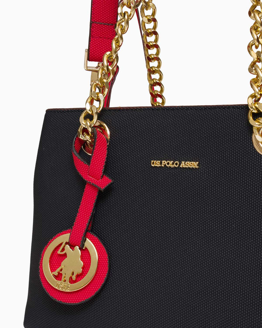 Us Polo Assn Zincir Detaylı El Çantası Lacivert - Kırmızı - Beyaz