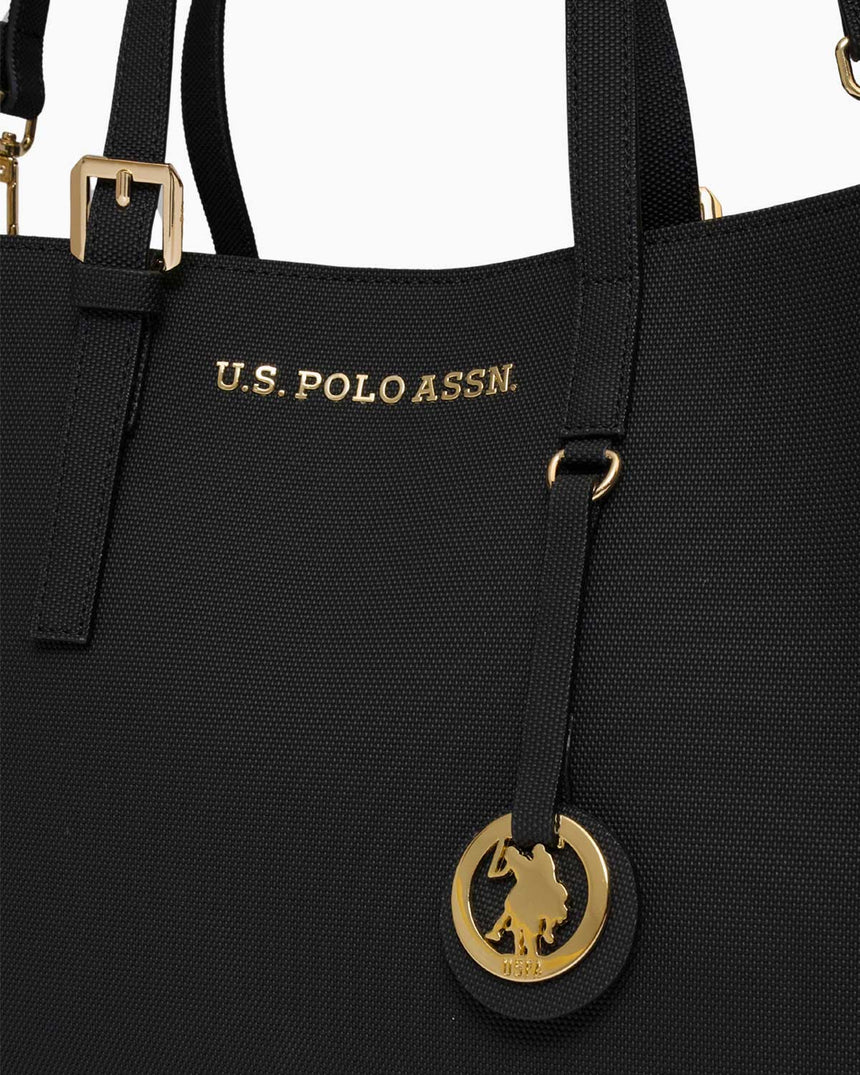 Us Polo Assn Logo Detaylı Aksesuarlı El Çantası Siyah