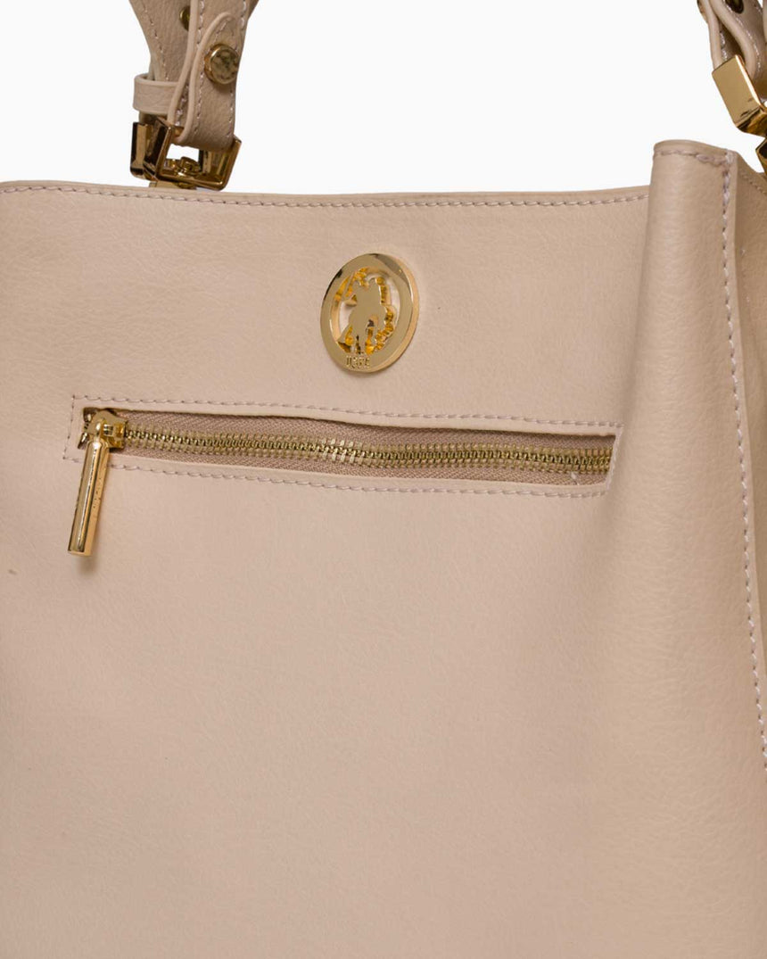 Us Polo Assn Fermuar Detaylı El Çantası Bej