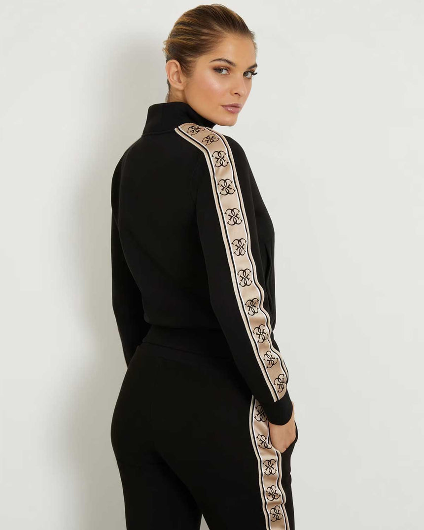 Guess Britney Logo Şeritli Fermuarlı Sweatshirt