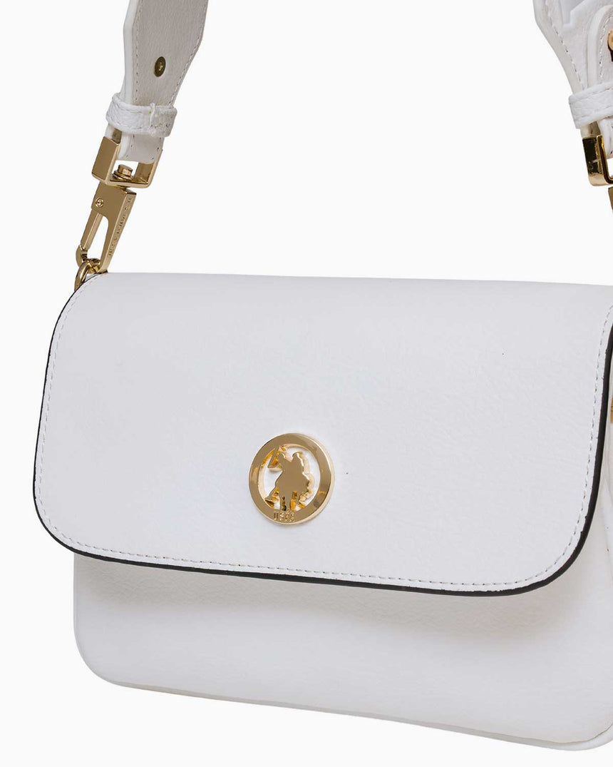 Us Polo Assn Mıknatıs Kapaklı Çapraz Askılı Çanta Beyaz