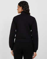 Guess New Allie Logo Şeritli Fermuarlı Sweatshirt Jet Black A996